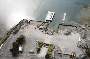 Upgrade construction being undertaken at Queenscliff boat ramp, as viewed from a drone photo.
